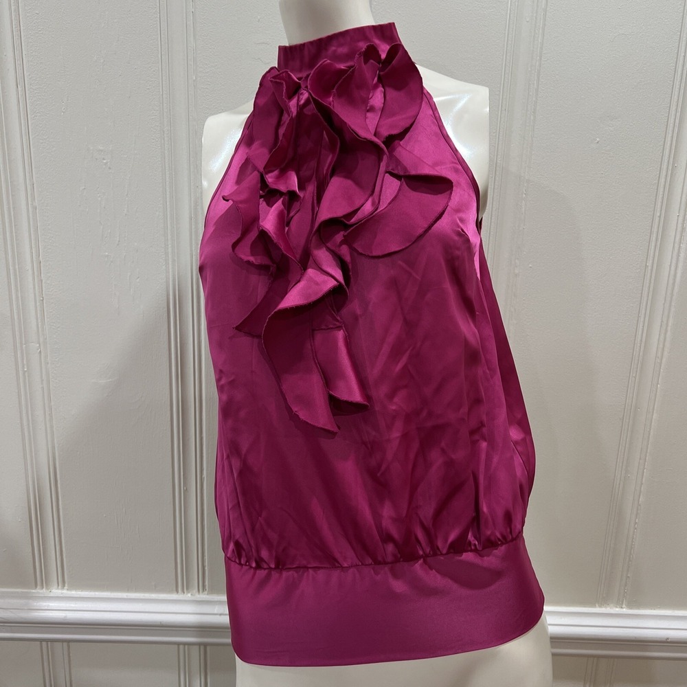 My Michelle Top Shirt Womens Medium Pink Blouse Sleeveless Ruffle Elastic